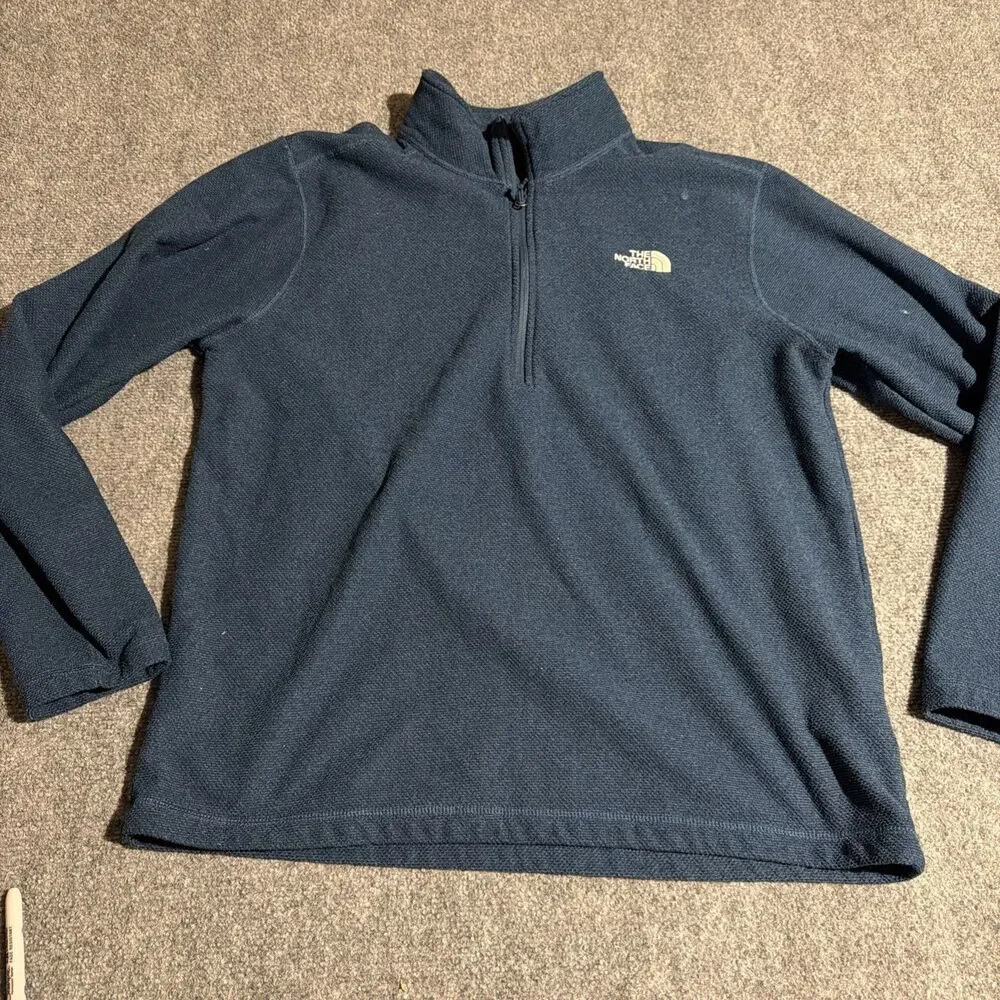 The North Face 1/4 Zip Fleece Pullover Jacket Mens Extra Large Blue Polyester